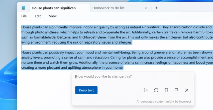 Microsoft Notepad тепер може створювати текст за допомогою генеративного ШІ