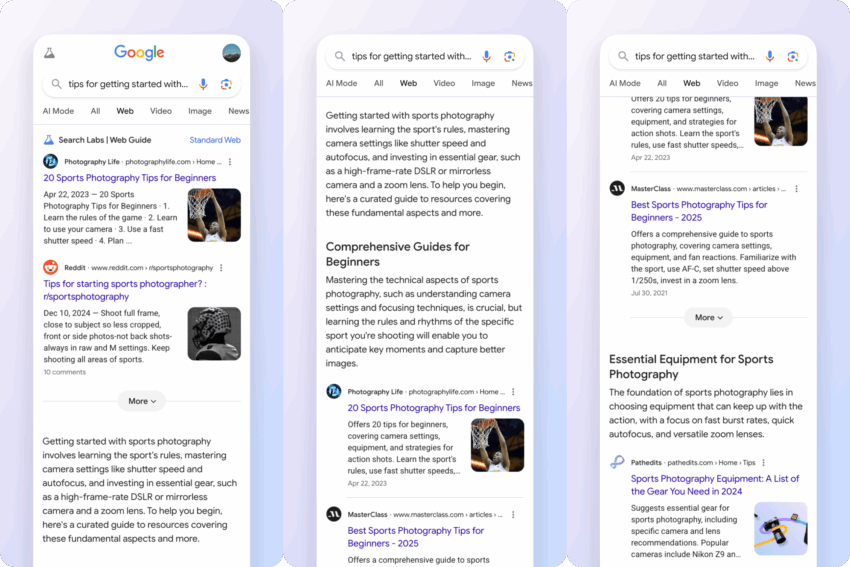 Новий “Посібник по вебу” від Google використовуватиме ШІ для впорядкування результатів пошуку