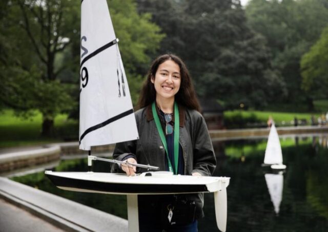 The Courant Institute's Christiana Mavroyiakoumou, above at Central Park's Conservatory Water with model sailboats